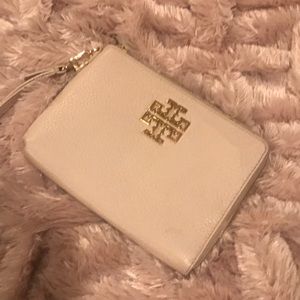 Tory Burch leather zip wallet petal pink